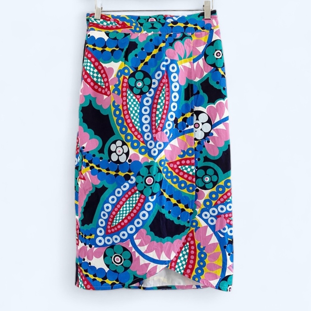 J Crew Tie-back Tulip Skirt Ratti Kaleidoscope Floral Multicolor EUC Size 4 - Picture 2 of 8